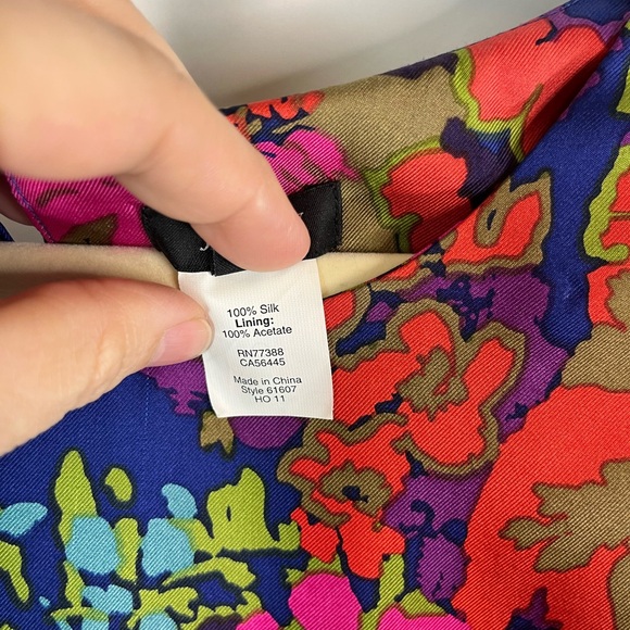 J.Crew 100% Silk Floral Shift Dress Size 10 Bold Retro Whimsy Mod Mini Lined - Picture 5 of 7